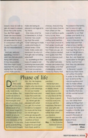 A Balanced World (His response) as it appeared in YT magazine